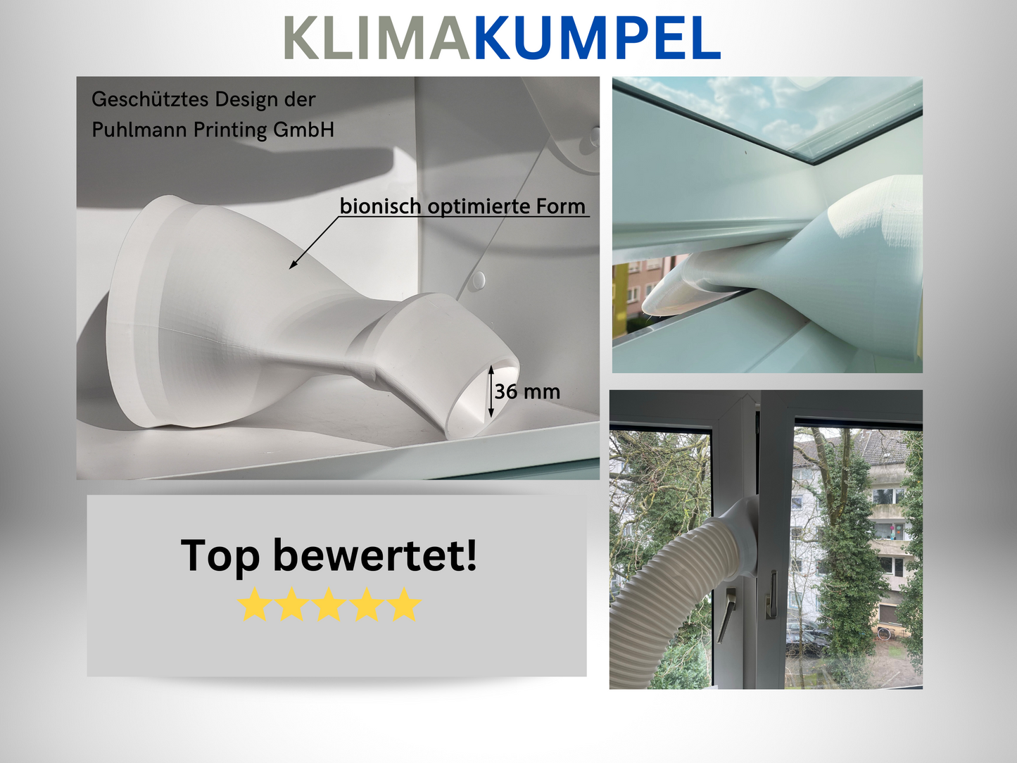Abluftschlauch Adapter für mobile Klimaanlagen oder Trockner - Aufsatz für alle Schlauchgrößen